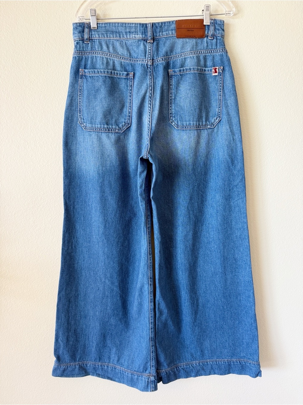 Weekend Max Mara 100% Cotton Wide Leg Denim Pants - Picture 8 of 12